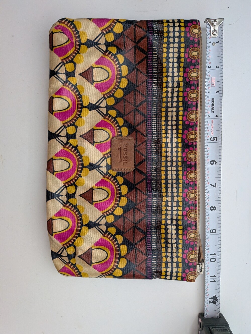 Fossil key-per Coated CanvasMulticolor Geometric/Floral Pattern Cosmetic Pouch